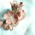 コットンリネンのコサージュ＊桜（ピンクベージュ）