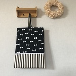 値下げしました。リボン×ストライプ ブラック シューズバッグ