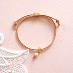 スエードとコットンパールのブレスレット♦