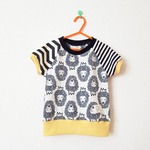 半袖ラグラントレーナー  ライオン白×ネイビー size100