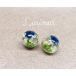 ⑩オフ×ライムグリーン×インディゴブルーのお花ピアス