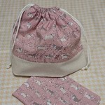 ピンク ワンちゃん柄お弁当袋 ランチクロス