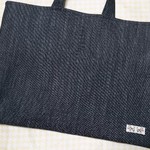 岡山デニム ブラックデニムのレッスンバッグ ドッグモチーフ