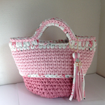 ♡一点もの♡花咲きグラデーション・揺れシズク&タッセル付 マルシェバッグ