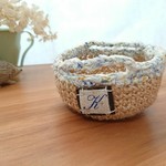 麻紐で編んだミニカゴ♪