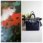 ●専用ページ●M☆デニムフリルバッグ👜チェック＆両サイドりぼん＊ブラックカラー