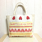 イチゴケーキ♡トートバッグ 生成り