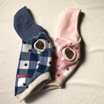 セール☆裏起毛チェックパーカー 青SS相当