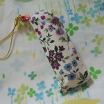手縫い☆リップフォルダ(USB・印鑑)ストラップ☆小花柄薄紫