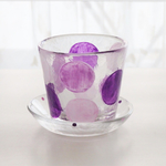 【名入れ無料】箱入り♡パープルグラデの水玉グラスのC&S♡
