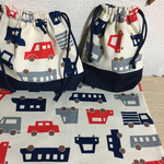 ゆり♡︎すけ様専用オーダーページ お弁当袋 コップ袋 ランチョンマット  くるま/ネイビー