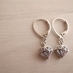 diamond french hook pierces silver