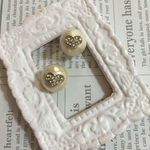 SALE♡ ゴールドのハート×キスカコットンパールの一粒ピアスorイヤリング