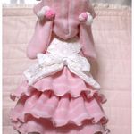 XS29♪　ピンク&オフボーダーのうさぎさん♪３段フリルワンピース♪