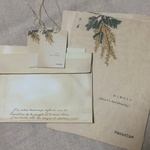 ●ミモザ柄のレターセット（紅茶染め）