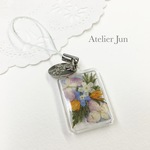 押し花チャーム付キーホルダー（四角型）