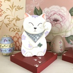 sale)福を呼び込むニャンコの置物（ライトパープル