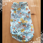 受注作成 犬服 薄手のタンクトップ お花と鳥 ブルー