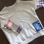 【SALE】パッチワーク柄切替♪ドルマンカットソー(ネイビー)　80サイズ