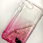 猫と蝶 グラデーションiPhoneケース スマホケース ピンク