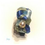 blue＆green cocktail♪～サテンリボンのテールクリップ♪～