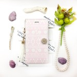 再販 PAJOUR(パジュール) ペールピンク オルテガ柄 手帳 型 スマホケース iphoneX/Xperia/plus/iphone8/xz/SC-04/AQUOS/Android/galaxy