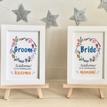 【D】受付サイン＊名前入り＊２枚セット＊はがきサイズ