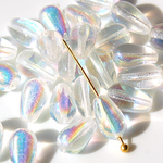 25個チェコビーズ＜6x10mm/クリスタルクリアAB/縦穴ドロップ＞チェコガラス