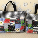 キルト生地★レッスンバッグ＆上履き入れ　はたらく車★
