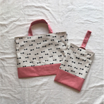 kindergartun様オーダー品☆ピンク×リボン柄レッスンバッグ&シューズケースセット