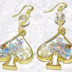 【セール】～星空～水晶とスペードのピアス