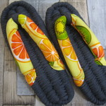 布ぞうり：dark gray24cm/kiwi orange