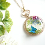 ＊受注生産＊モルフォ蝶とお花のナチュラルネックレス