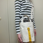 円柱バッグＳＳ　帆布　キナリ×カラシ×コンシマ