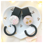 リバティ×さくらんぼ❁︎くるみボタンベビーカーフック（フェリシテペールピンク×グレイッシュピンク）