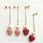 マーブルハートロングピアス/イヤリング