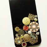 【一点物】アンティークボタンきらきらiPhoneケース