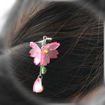 ミニ簪みたいな桜のヘアピン(濃いピンク) さくらの髪かざり