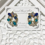 【1点もの】ビジュー♡オーバルピアス【ブルー⓶】