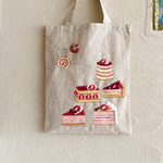 ♡春色スイーツ♡羊毛刺繍トート