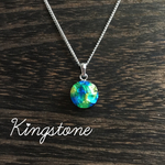 星の輝きネックレス（青緑）★受注制作【 蛍ガラス  ガラス、 銀箔、レジンじゃないよ、kingstone、キングストーン】 