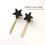 Black star ＆ チェーンタッセル★ピアス/イヤリング