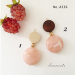 No.A336 Pink♥︎マーブル × ウッドピアス / イヤリング