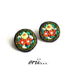サークル花柄刺繍ピアス