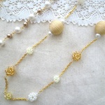 ha様オーダー♥巻きビーズとビーズボールのネックレス（YE)