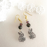 ピアス フレンチブルドッグ おすわり ブラック&パープル