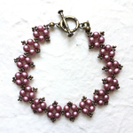  💝 special price     花編みのパールのブレスレット  ピンク