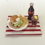 hand made ミニチュアドールハウスハンバーガー🍔テリヤキ玉子