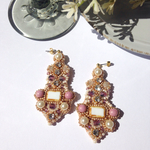 primavera(pink) ビーズ刺繍ピアス