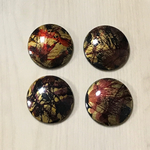 VINTAGE BLACK GOLD PAINT DESIGN ROUND CABOCHON